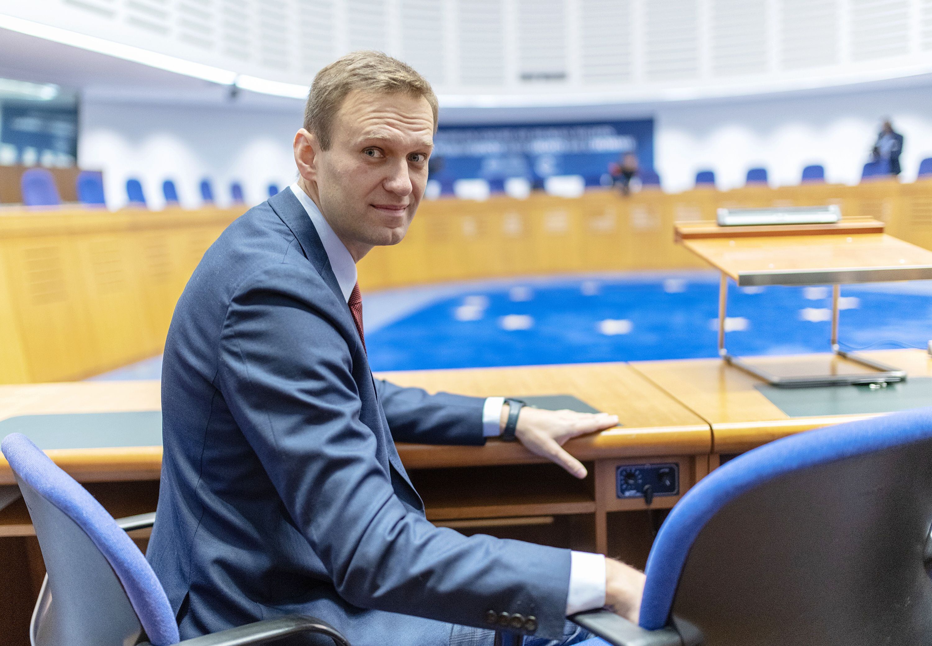 Alexéi Navalni, momentos antes de una audiencia en el Tribunal Europeo de Derechos Humanos de Estrasburgo (Francia), el 15 de noviembre de 2018.