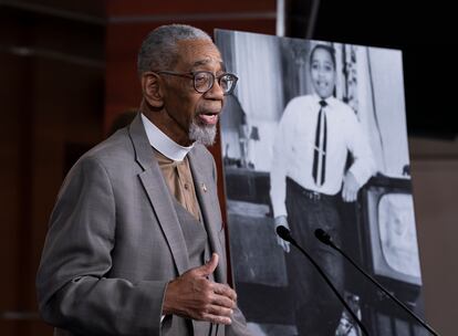 Congressman Bobby Rush, D-Illinois, speaks about the law named after the 1955 slain teenager Emmett Till in Mississippi in a file photo.