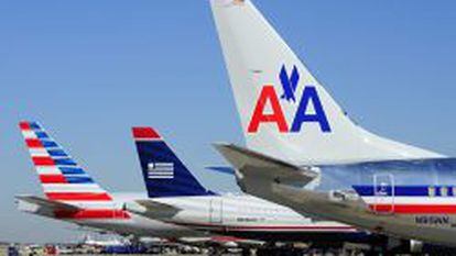 Aviones de US Airways y de American Airlines.