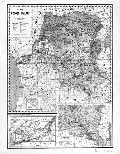 El Congo belga en un mapa colonial.