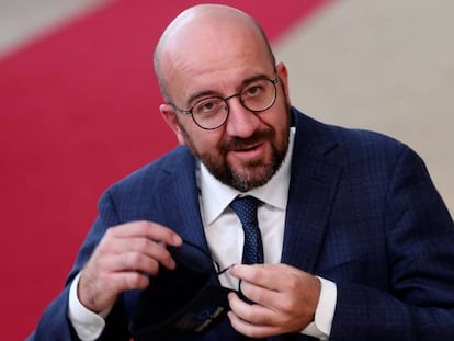 El presidente del Consejo Europeo, Charles Michel, esta tarde en Bruselas.