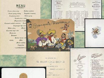 Collage con algunos de los 45.000 menús que forman parte del archivo disponible en la Biblioteca Pública de Nueva York.