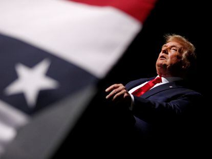 El presidente de Estados, Donald Trump, habla durante un mitin de campaña en Newport News, Virginia, EE UU, el pasado 25 de septiembre.