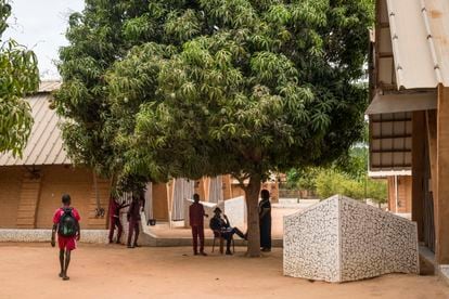 This public school, which received the Aga Khan award for architecture in 2022, is a model of sustainable architecture adapted to its environment.  In the image, a mango tree integrated into the complex.