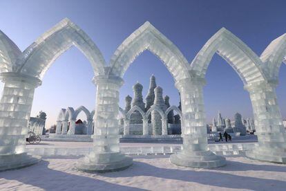 Esculturas de nieve y hielo ya lucen preparadas para la 32 edición del festival.