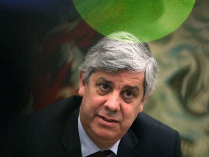 El presidente del Eurogrupo, Mário Centeno, en Lisboa.