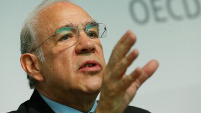 El secretario general de la OCDE, José Ángel Gurría, en una rueda de prensa de la organización.