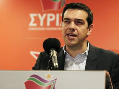 El l&iacute;der de Syriza, Alexis Tsipras, comenta los resultados de las elecciones, el pasado domingo en Atenas.