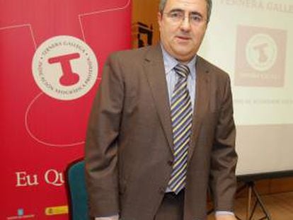 El presidente del Consejo Regulador Ternera Gallega, Jesús González, durante la presentación esta mañana en Santiago de Compostela del informe de actividad de la Indicación Geográfica Protegida en el 2013.