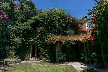 El jardín de la casa de la pintora Lucinda Urrusti, en Xochimilco, este mayo. 