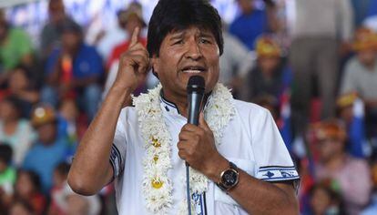 El presidente de Bolivia, Evo Morales, durante el congreso del Movimiento Al Socialismo el pasado jueves 