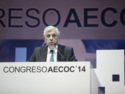 Javier Campo, presidente de Aecoc, ayer durante el congreso que celebra la asociaci&oacute;n en Madrid.
