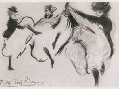 La obra desaparecida 'Tres bailarinas de can-can', pintado por Picasso entre 1900 y 1901.