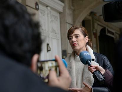 La portavoz de Sumar en el Congreso, Marta Lois, este lunes en Ourense.