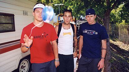 Mark Hoppus, Travis Barker y Tom DeLonge, la formación original de Blink-182.