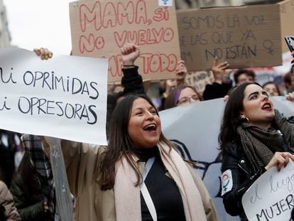 Manifestación de estudiantes en Barcelona el martes por el Día de la Mujer.