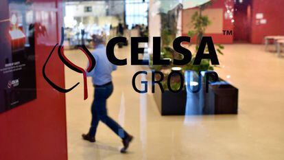Logotipo del grupo Celsa en una de sus oficinas.