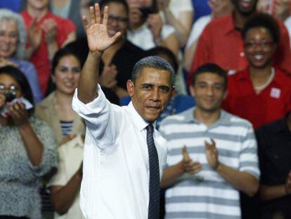 Obama, ayer, durante un acto en la Universidad del Estado de Ohio.