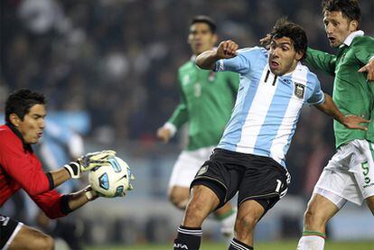 Tévez, delantero de Argentina, durante el encuentro ante Bolivia.