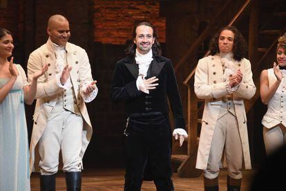 Momento del musical &#039;Hamilton&#039;, en Broadway