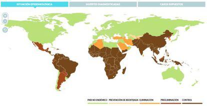 Gráfico interactivo: la distribución de la malaria en el mundo.