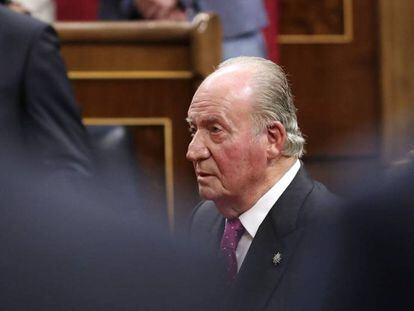 El rey emérito Juan Carlos, durante el acto de conmemoración en el Congreso del cuarenta aniversario de la Constitución