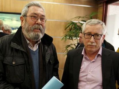 Los líderes sindicales Candido Méndez e Ignacio Fernández Toxo.