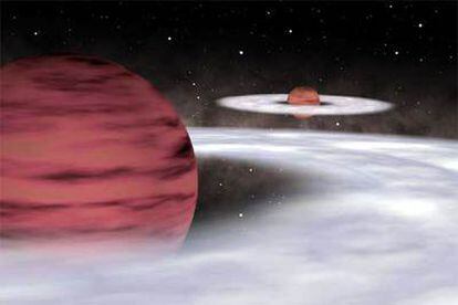 Una recreación de los dos planetas errantes sin estrella madre que han descubierto científicos del Observatorio Europeo Austral.