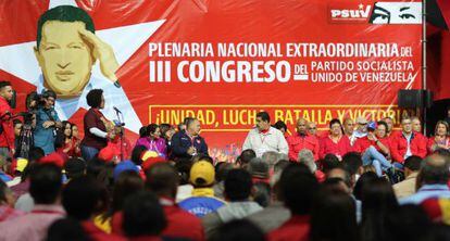 El presidente de Venezuela, Nicol&aacute;s Maduro, durante la plenaria del Partido Socialista Unido de Venezuela.