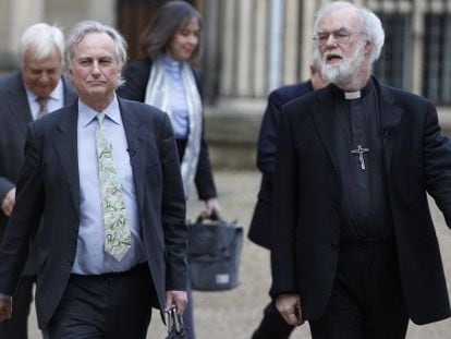 Richard Dawkins y Rowan Williams, a su llegada a la Universidad de Oxford.