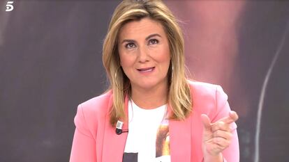 Carlota Corredera durante una de sus intervenciones en Telecinco.