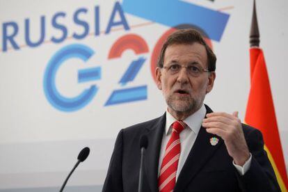 El presidente español, Mariano Rajoy, en la cumbre del G20 en San Petersburgo el viernes. 