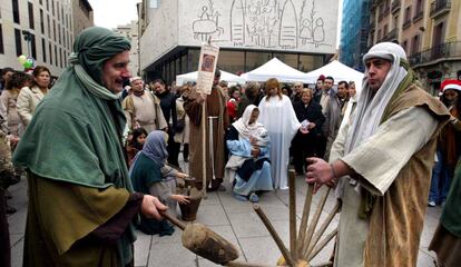 Figurants del pessebre de Sant Guim de la Plana a Barcelona el 2005.