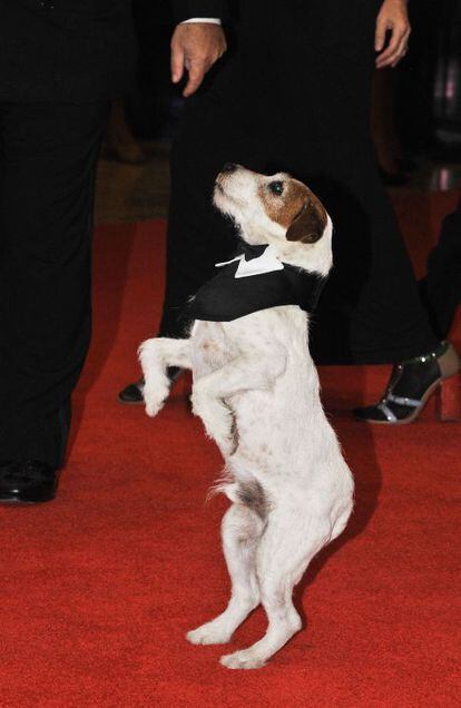 Entre las 'celebrities' más aclamadas estaba Uggie, el perro de 'The Artist'.