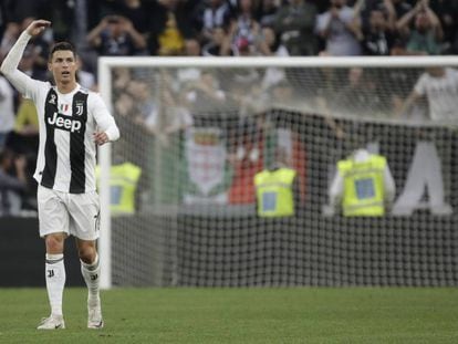 Cristiano Ronaldo durante el partido ante la Fiorentina en el que la Juventus se proclamó campeón de la Serie A.