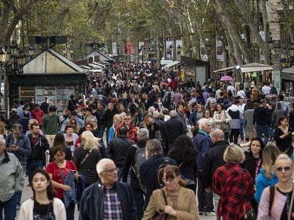 La Rambla de Barcelona este miércoles por la tarde.