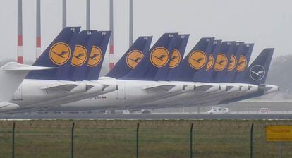 Aviones de Lufthansa en el aeropuerto Willy Brandt de Berlín.