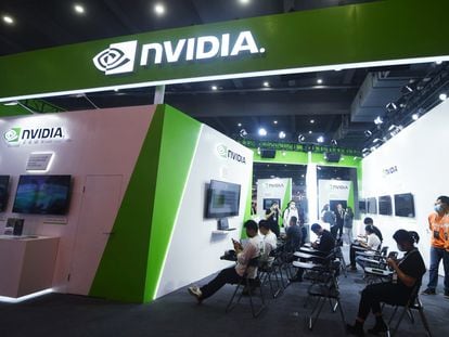 Stand de Nvidia en la Conferencia Apsara 2022 en Hangzhou, China.