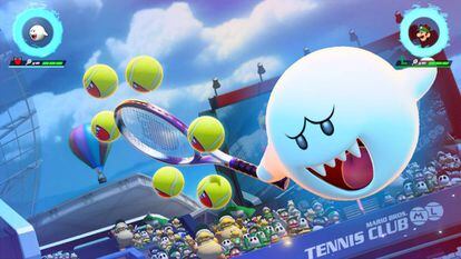 El clásico fantasma de Mario ejecuta su gran golpe especial en 'Mario tennis aces'.