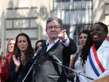Jean-Luc Mélenchon, líder de Francia Insumisa, en la manifestación por el Día del Trabajo, el pasado uno de mayo en París.