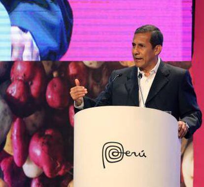 El presidente de Perú, Ollanta Humala, en la inauguración de la segunda edición del Foro Mundial de Turismo Gastronómico en Lima (Perú).
