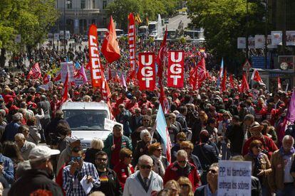 La manifestación del Primero de Mayo en 2017 en Madrid