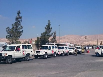 Un convoy de ayuda humanitaria espera este mi&eacute;rcoles para entrar en Muadamiya al Sham.