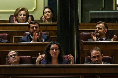 Jordi Turull, Marta Rovira i Joan Herrera quan van defensar el 2014 al Congrés la celebració d'un referèndum.