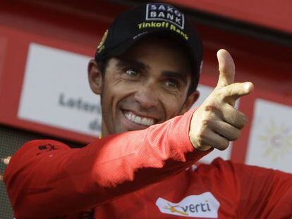 Contador, en el podio de Navacerrada