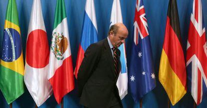 Guindos, a su llegada al G 20 