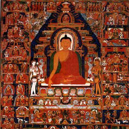 &#39;Escenas de la vida del Buda histórico&#39; (siglos XIII y XIV), pintura del Tíbet Central.