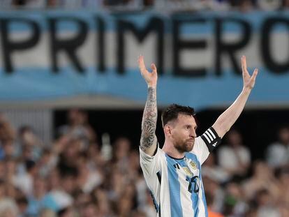 Lionel Messi durante el partido amistoso entre Argentina y Panamá, en Buenos Aires el 23 de marzo.