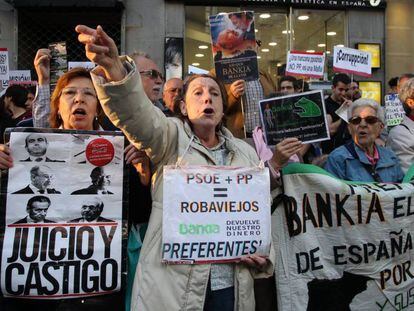 Protesta de preferentistas de Bankia en Madrid.