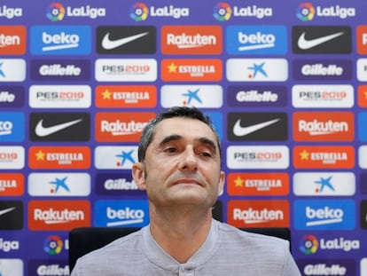 Ernesto Valverde, durant la roda de premsa.